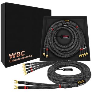 WBC Ultimate 7AWG Carbon 20 foot bi-wire speaker cable with Gold plated spade connectors
