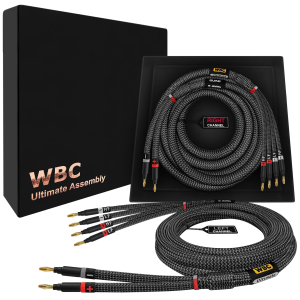 10 foot WBC Ultimate 9AWG Carbon bi-wire pair with Eminence Gold spring banana connectors