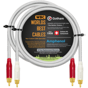 2 foot WBC Gotham GAC-1 S/PDIF cable pair with White braid with Amphenol ACPR-RED/WHT Connectors