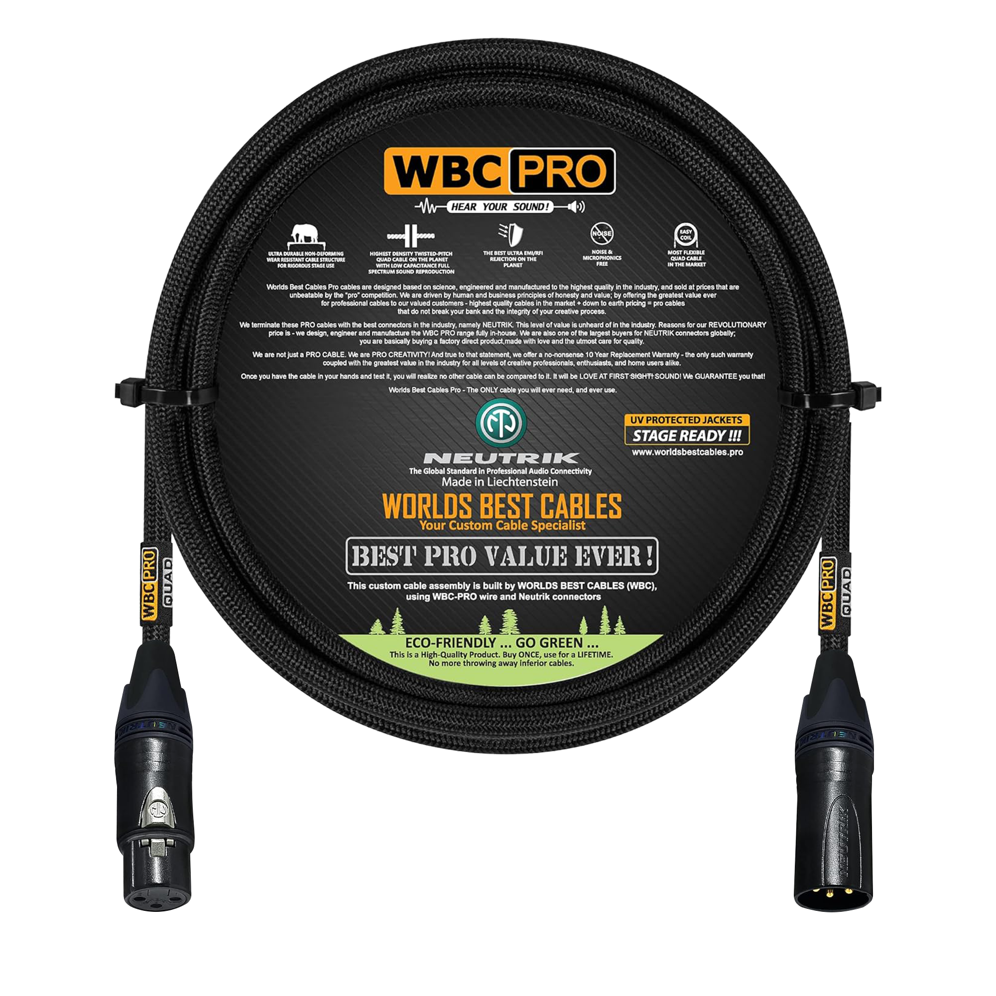 2m WBC Pro Quad cable with Neutrik Gold XLR Connectors