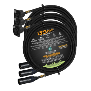 6 meter WBC Pro Quad 3 cables with Neutrik Gold XLR male NC3MXX-B and XLR panel type female NC3FD-LX-B connectors