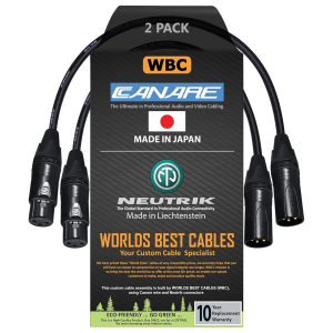 Canare L-4E6S 0.5m with Neutrik Gold NC3MXX-B male and NC3FXX-B female XLR connectors