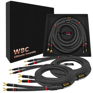 WBC-Ultimate 7AWG 2x2 Carbon 10 foot 3 cables with Eminence Gold Spade and spring Banana connectors