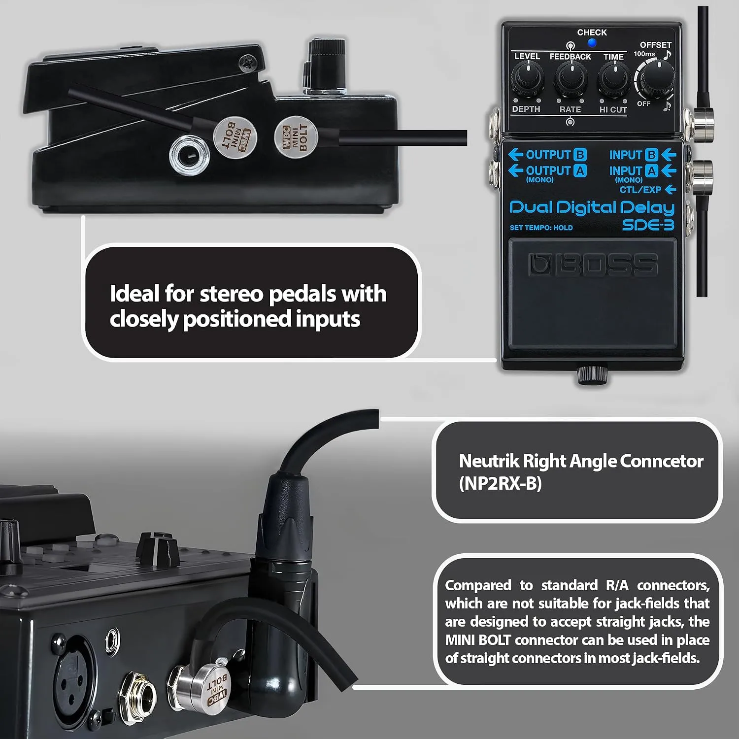 WBC-PRO-PEDAL Guitar Pedal Patch Cable with WBC MINI-BOLT Nickel - Image 5