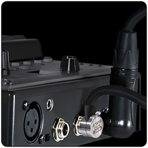 WBC MINI BOLT fitting into a compact audio equipment jack area