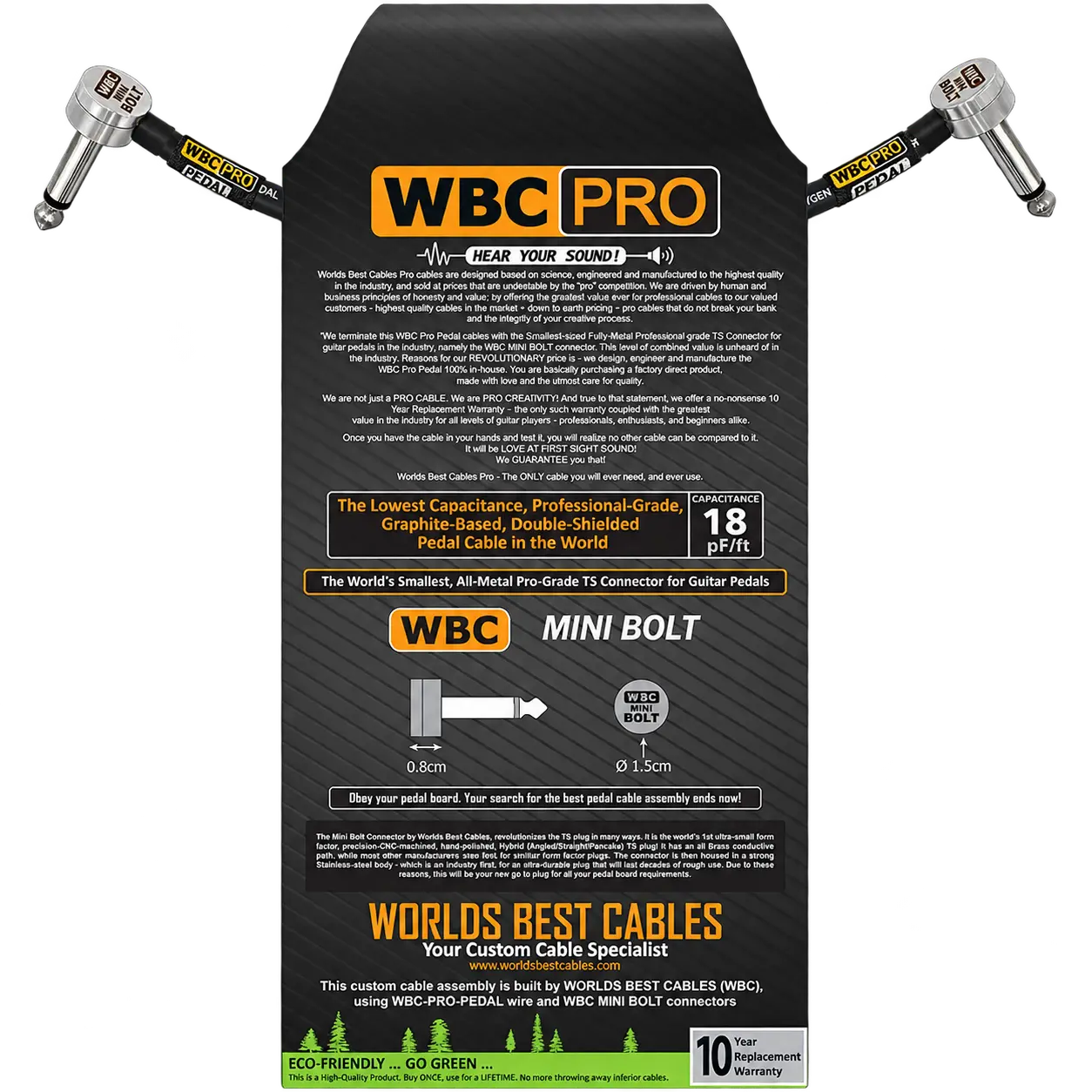 Guitar pedal patch cable – WBC-PRO-PEDAL with WBC MINI-BOLT connector