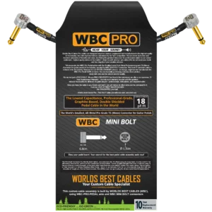 Worlds Best Cables WBC-PRO-PEDAL with WBC-MINI-BOLT-Gold 4 - 10 Inches pedal patch cable